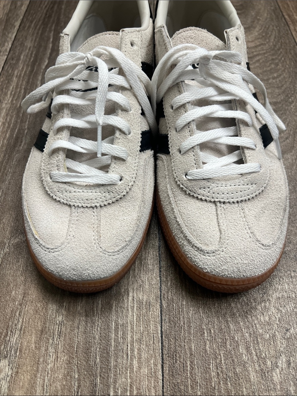 Adidas Spezial Off-White Suede Sneakers with Black Stripes and Gum Sole - Picture 3 of 11